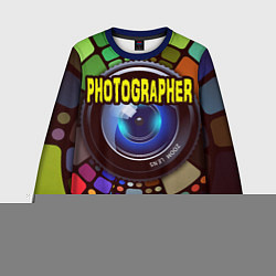 Свитшот детский Фотограф и объектив, цвет: 3D-синий