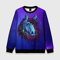 Свитшот детский Retrowave Neon Horse, цвет: 3D-черный