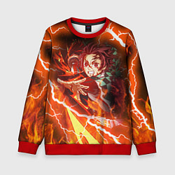Свитшот детский КЛИНОК РАССЕКАЮЩИЙ ДЕМОНОВ, цвет: 3D-красный