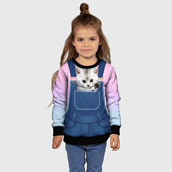 Свитшот детский Котенок в кармане, цвет: 3D-черный — фото 2