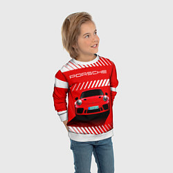 Свитшот детский PORSCHE ПОРШЕ RED STYLE, цвет: 3D-белый — фото 2