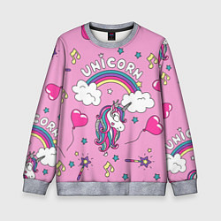 Свитшот детский Единорог Радужный, цвет: 3D-меланж