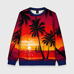 Свитшот детский Гавайский закат, цвет: 3D-синий