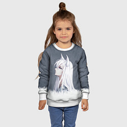 Свитшот детский Демон-лис Томоэ, цвет: 3D-белый — фото 2