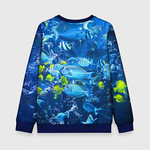 Детский свитшот Коралловые рыбки / 3D-Синий – фото 2