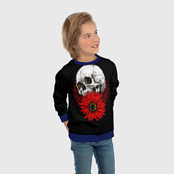 Свитшот детский Череп и Красный Цветок Skull, цвет: 3D-синий — фото 2