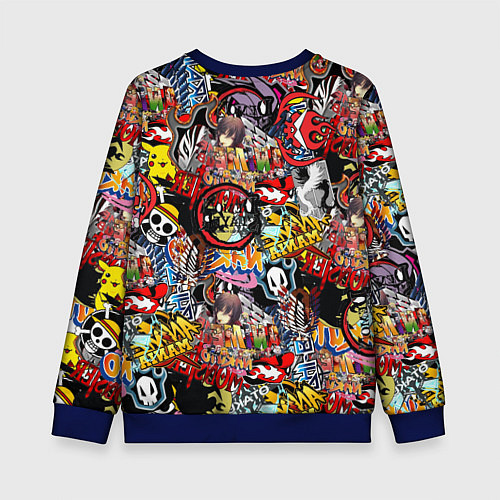 Детский свитшот Логотипы Аниме Мультиков / 3D-Синий – фото 2