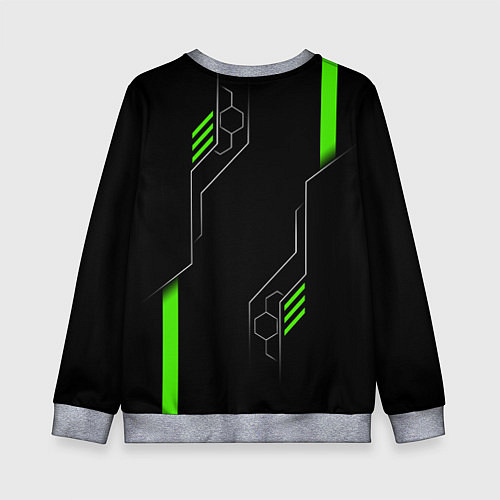 Детский свитшот ФУТУРИСТИЧНАЯ БРОНЯ ЗЕЛЕНАЯ / 3D-Меланж – фото 2