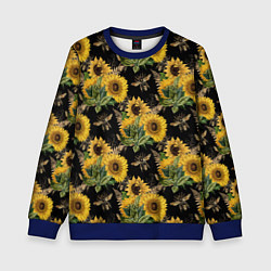 Свитшот детский Fashion Sunflowers and bees, цвет: 3D-синий