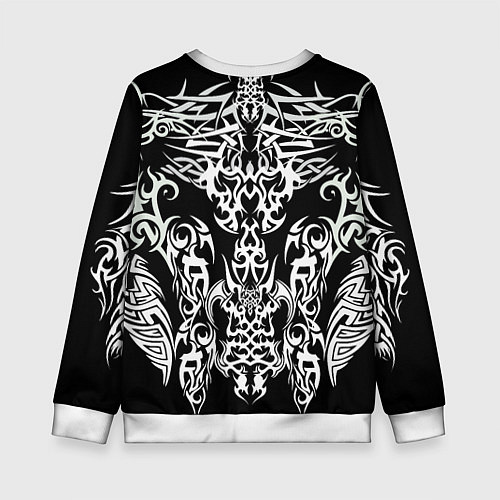 Детский свитшот ТАТУ ЧЕРНО БЕЛОЕ УЗОР / 3D-Белый – фото 2