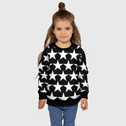 Свитшот детский Белые звёзды на чёрном фоне 2, цвет: 3D-черный — фото 2