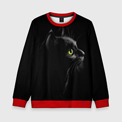 Свитшот детский Черный кот, цвет: 3D-красный