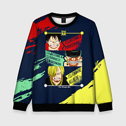 Свитшот детский Луффи, Зоро и Санджи One Piece, цвет: 3D-черный