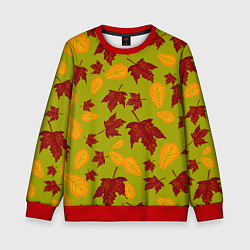 Свитшот детский Осенние листья клён и дуб, цвет: 3D-красный