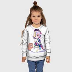 Свитшот детский Ци Ци из Genshin Impact, цвет: 3D-белый — фото 2