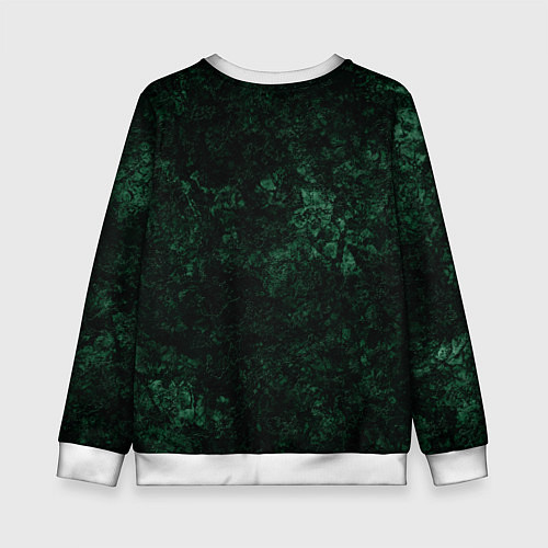 Детский свитшот Темно-зеленый мраморный узор / 3D-Белый – фото 2