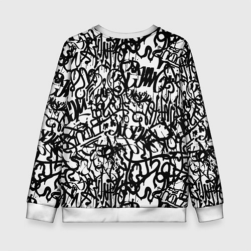 Детский свитшот Graffiti black on white / 3D-Белый – фото 2