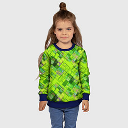 Свитшот детский Ярко-зеленый абстрактный узор, цвет: 3D-синий — фото 2