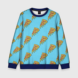 Свитшот детский Пицца паттерн на голубом, цвет: 3D-синий
