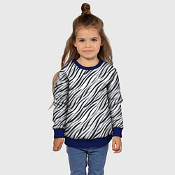 Свитшот детский Черно-белый полосатый тигровый, цвет: 3D-синий — фото 2