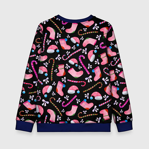 Детский свитшот Новогодняя ночь, акварельный узор / 3D-Синий – фото 2