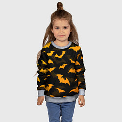 Свитшот детский ЛЕТУЧИЕ МЫШИ НОЧЬ ХЕЛЛОУИН HALLOWEEN NIGHT BATS, цвет: 3D-меланж — фото 2