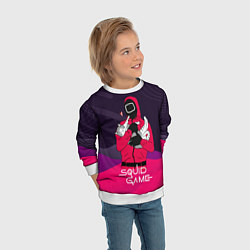 Свитшот детский Игра в кальмара - с милым котиком, цвет: 3D-белый — фото 2