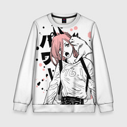 Свитшот детский Power с котиком - Chainsaw Man, цвет: 3D-белый