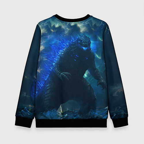 Детский свитшот ГОДЗИЛЛА В МОРЕ / 3D-Черный – фото 2