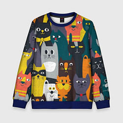 Свитшот детский Крутые коты, цвет: 3D-синий