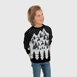 Свитшот детский Северные Олени в Горах, цвет: 3D-черный — фото 2