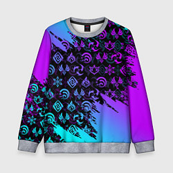 Детский свитшот GENSHIN NEON PATTERN SYMBOL НЕОН ЭМБЛЕМЫ