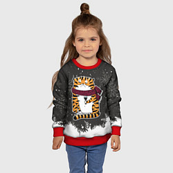 Свитшот детский Тигр с бокалом вина, цвет: 3D-красный — фото 2