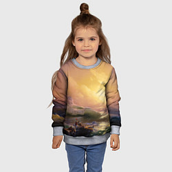 Свитшот детский Шторм в море девятый вал, цвет: 3D-меланж — фото 2