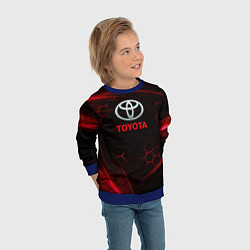 Свитшот детский Toyota Неоновые соты, цвет: 3D-синий — фото 2