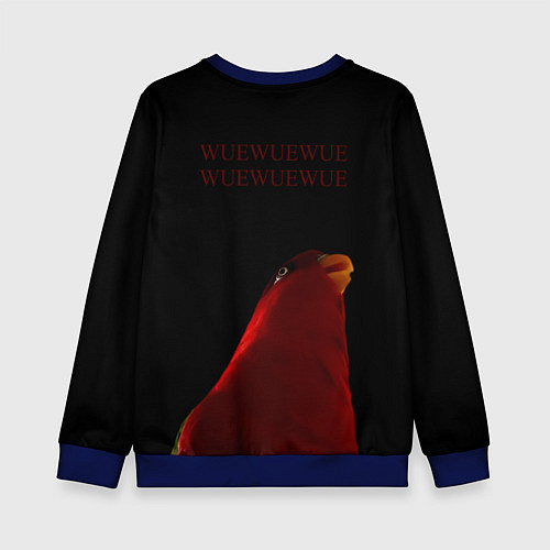Детский свитшот Красный попугай Red parrot / 3D-Синий – фото 2