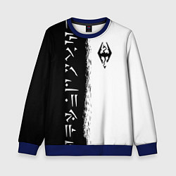 Свитшот детский THE ELDER SCROLLS SKYRIM FUS RO DAH ЧЁРНО БЕЛЫЙ, цвет: 3D-синий