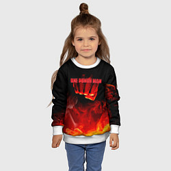 Свитшот детский Кулак One Punch-Man в огне, цвет: 3D-белый — фото 2