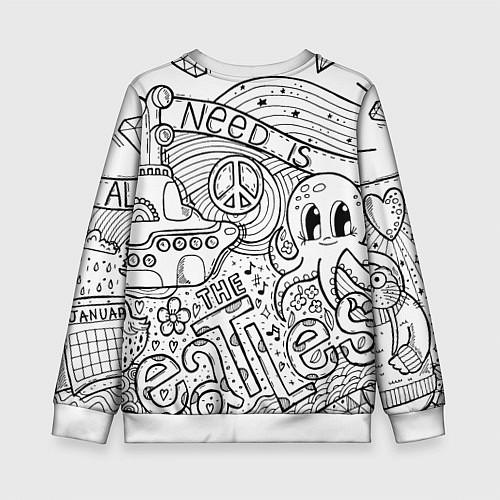 Детский свитшот All you need is The Beatles Раскраска / 3D-Белый – фото 2