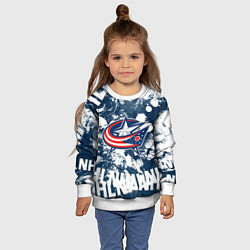 Свитшот детский Коламбус Блю Джекетс, Columbus Blue Jackets, цвет: 3D-белый — фото 2