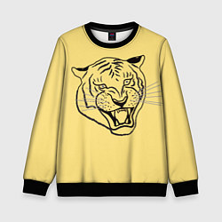 Свитшот детский Тигр на золотом фоне, цвет: 3D-черный
