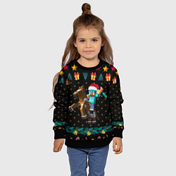 Свитшот детский Новогодний Майнкрафт, Minecraft, цвет: 3D-черный — фото 2