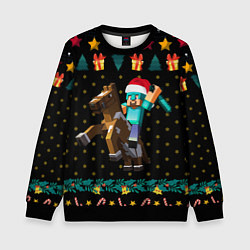 Свитшот детский Новогодний Майнкрафт, Minecraft, цвет: 3D-черный