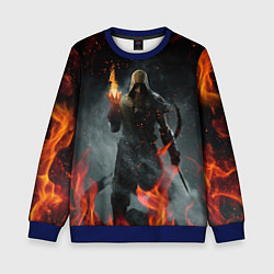 Свитшот детский TES SKYRIM DOVAHKIN FLAME ДРАКОНОРОЖДЕННЫЙ, цвет: 3D-синий
