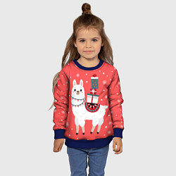 Свитшот детский Лама Новый год, цвет: 3D-синий — фото 2