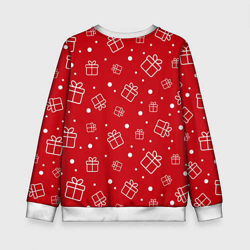 Детский свитшот Новогодние подарки на красном фоне / 3D-Белый – фото 2