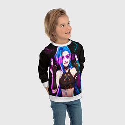 Свитшот детский Джинкс стреляет вверх Лига легенд Аркейн, цвет: 3D-белый — фото 2