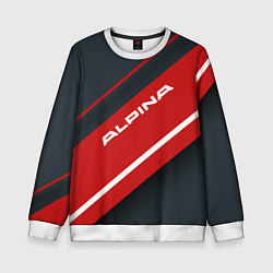 Свитшот детский Alpina Sport Лого Эмблема спина, цвет: 3D-белый