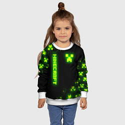 Свитшот детский MINECRAFT NEON LOGO CREEPER, цвет: 3D-белый — фото 2