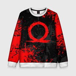 Свитшот детский GOD OF WAR LOGO RED, БРЫЗГИ КРАСОК, цвет: 3D-белый
